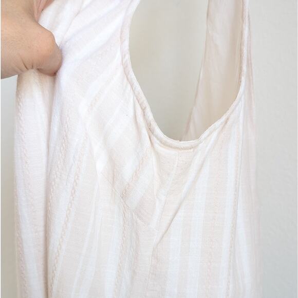 Anthropologie Cloth & Stone Beige/White Striped Tie Back Midi Dress, size L - Picture 5 of 10